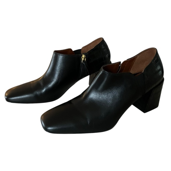 Vionic Linda Heeled Shortie Bootie Leather Shoes Croc Embossed Black Size 10 - Picture 6 of 16